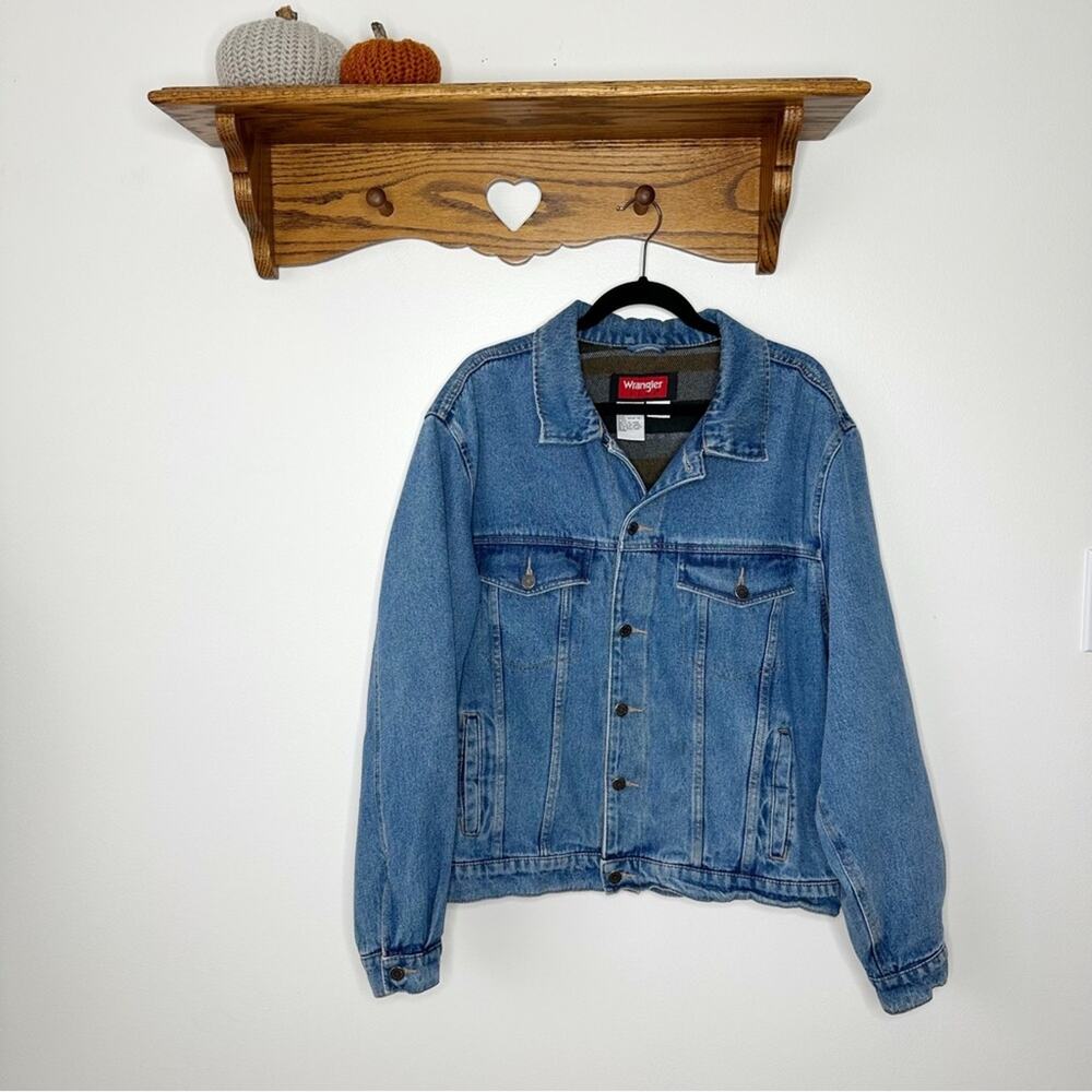 Wrangler Hero Vintage 90s Y2K Blue Denim Lined Jean Jacket Size XL